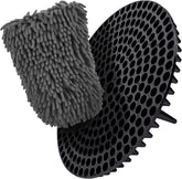 WASH&WHIPS Chenille Premium Scratch-Free Microfiber Lint-Free Blue Wash Mitt 8" x 10"in & Black Pitstop Particle Interceptor