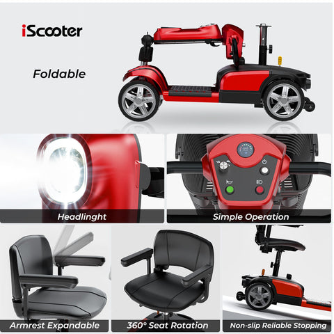 iScooter X03 4 Wheel Mobility Scooter with LED Headlight