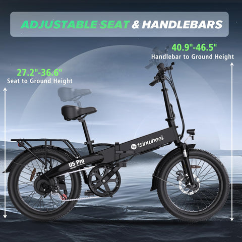 isinwheel U5 Pro Folding Electric Bike for Adults